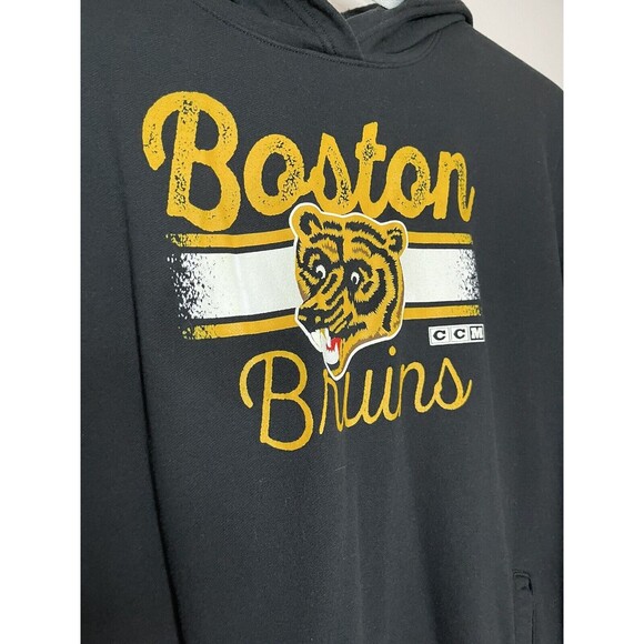NHL CCM Boston Bruins Hoodie Womens Medium Black Pullover Sweatshirt Graphic - Picture 4 of 8
